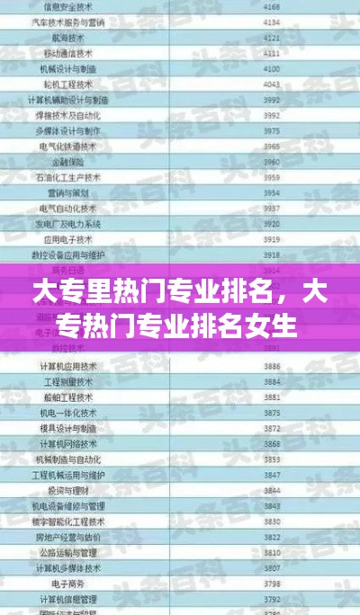 大专里热门专业排名,大专热门专业排名女生