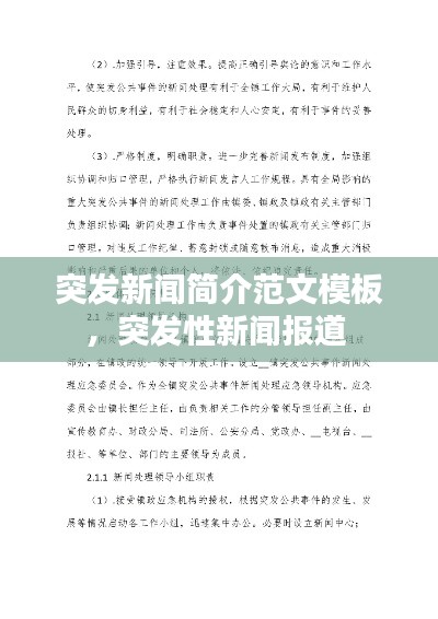 突发新闻简介范文模板，突发性新闻报道 