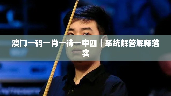 澳门一码一肖一待一中四｜系统解答解释落实