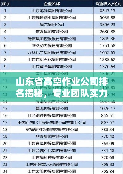山东省高空作业公司排名揭秘，专业团队实力大比拼！