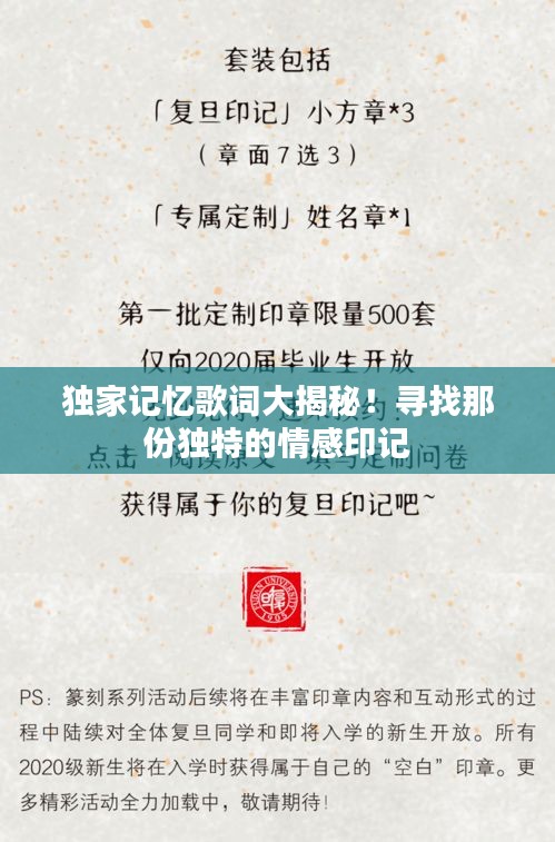 独家记忆歌词大揭秘！寻找那份独特的情感印记