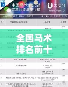 全国马术排名前十榜单揭晓！