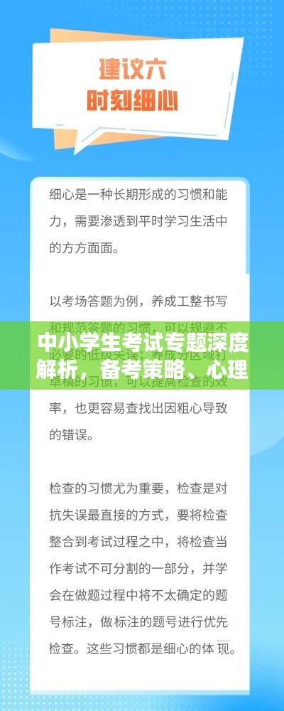 中小学生考试专题深度解析，备考策略、心理调适与技巧提升！