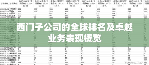 西门子公司的全球排名及卓越业务表现概览